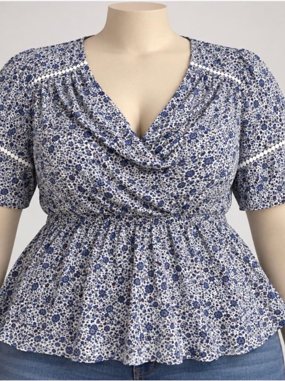 Lane Bryant Blue & White Floral Peplum Blouse – Plus Size 18